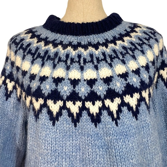 SOLD — Hand Knitted Fair Isle Long Sleeve Pullover Sweater - Picture 3 of 8